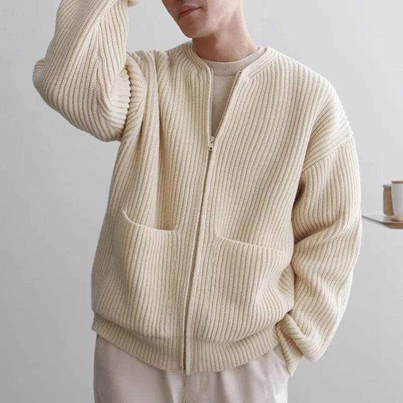 Men's Classic Handsome Cozy Knit Zip-Up Sweater