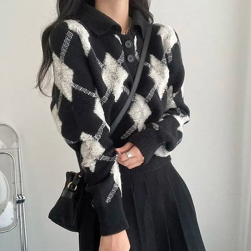 Vintage Turn Down Collar Ulzzang Sweater
