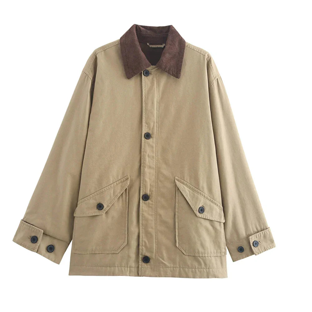 Chic Minimalist Spliced Lapel Jacket