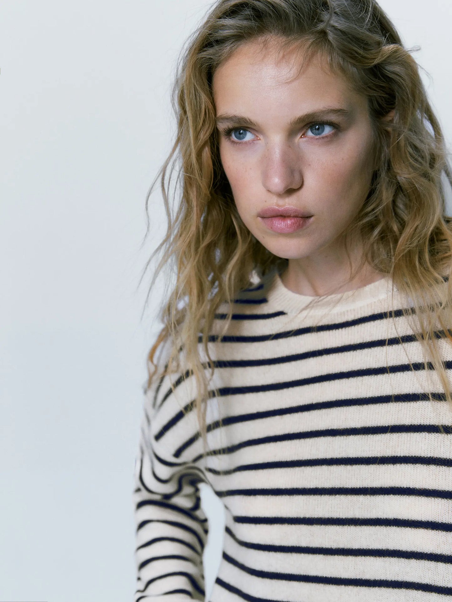 Women Retro Ethereal Stripe Crew Neck Sweater