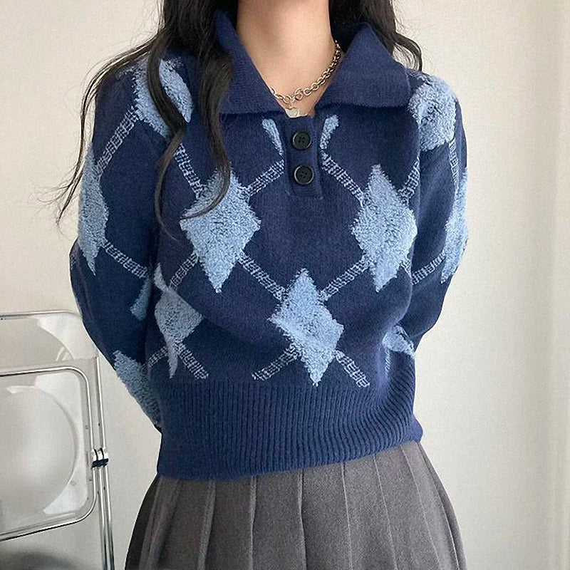 Vintage Turn Down Collar Ulzzang Sweater