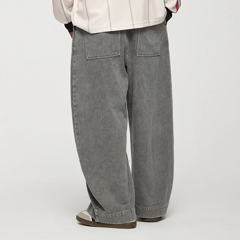 Wide-Leg Washed Vintage Jeans