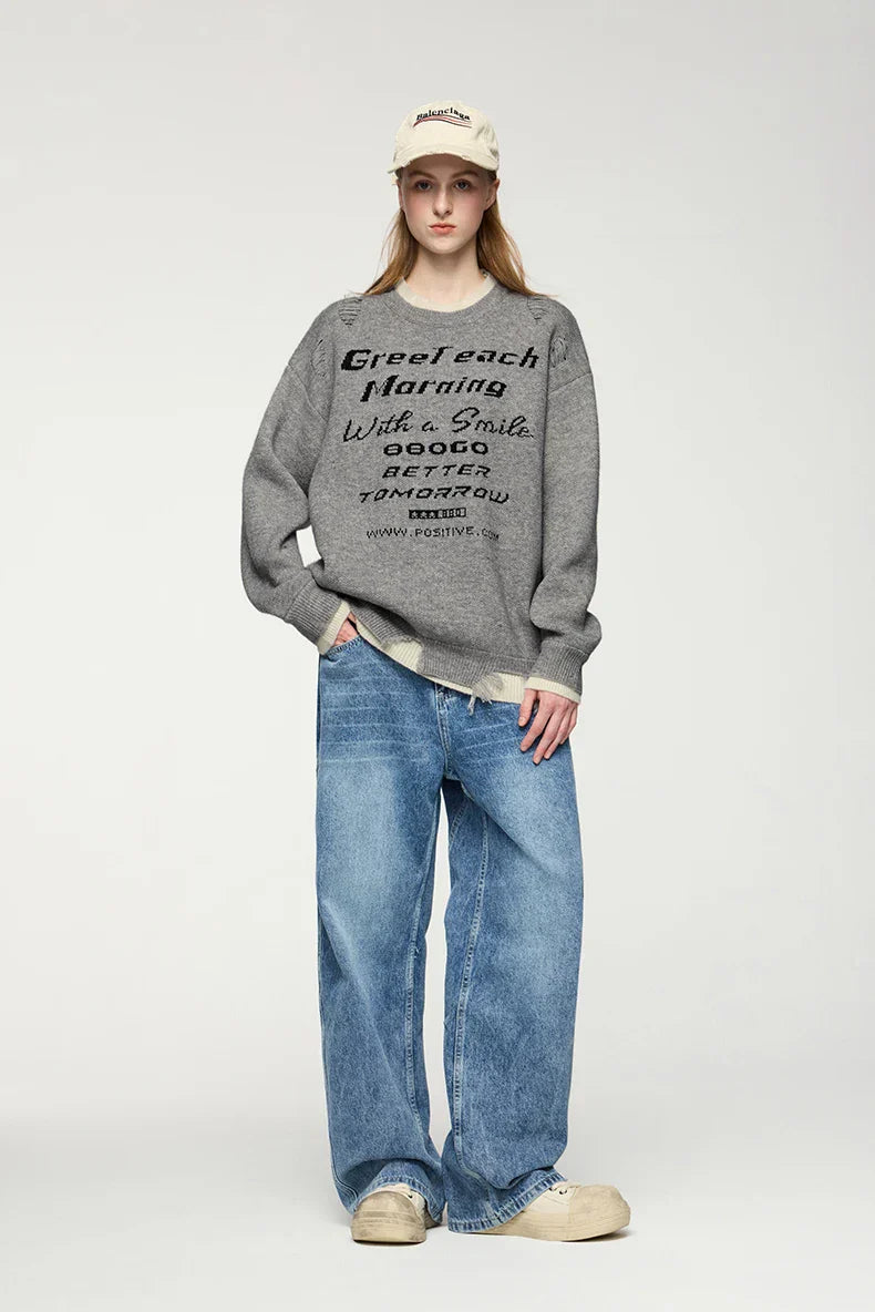 Positive Morning Text Sweater
