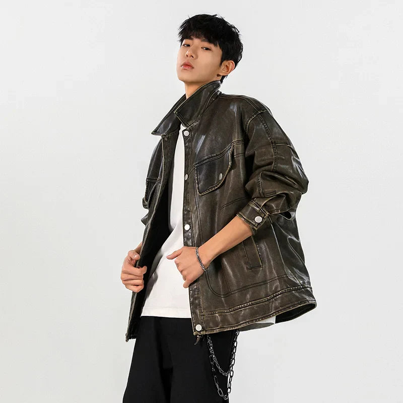 Classic Premium Vintage Loose Leather Motorcycle Jacket