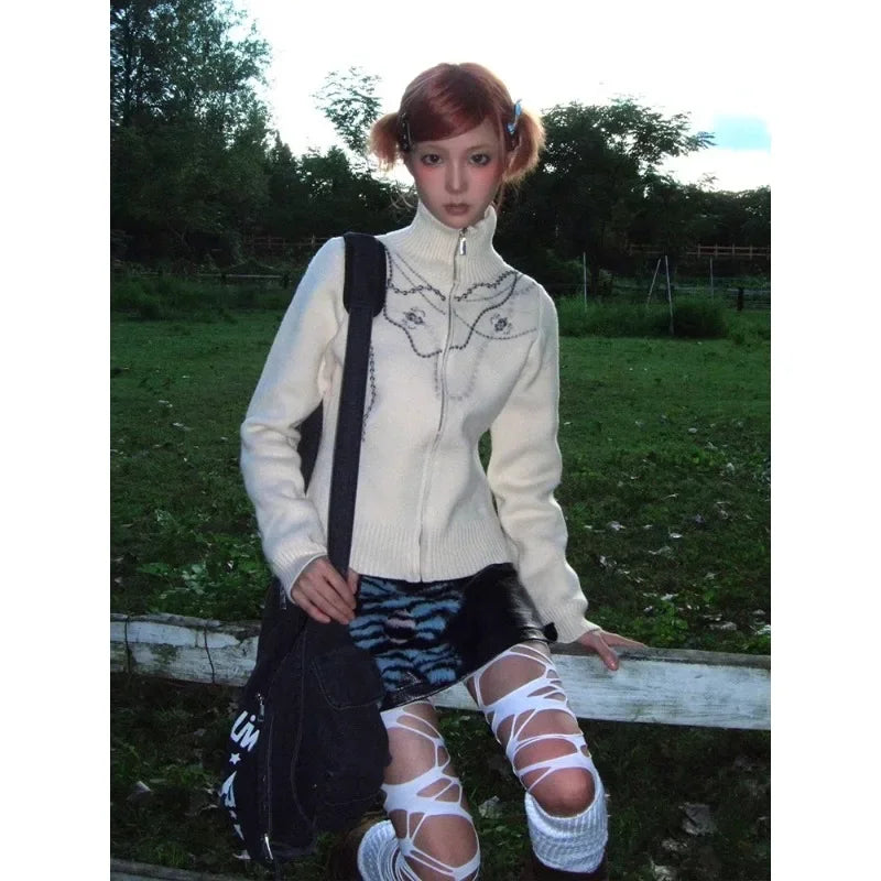 Women Cozy Knit Zip-Up Casual Sweater