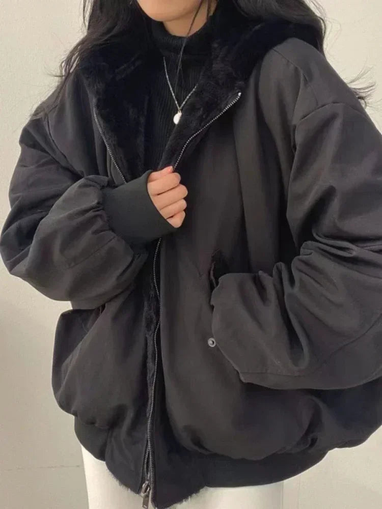 Double-sided Hooded Zip-up Jacket