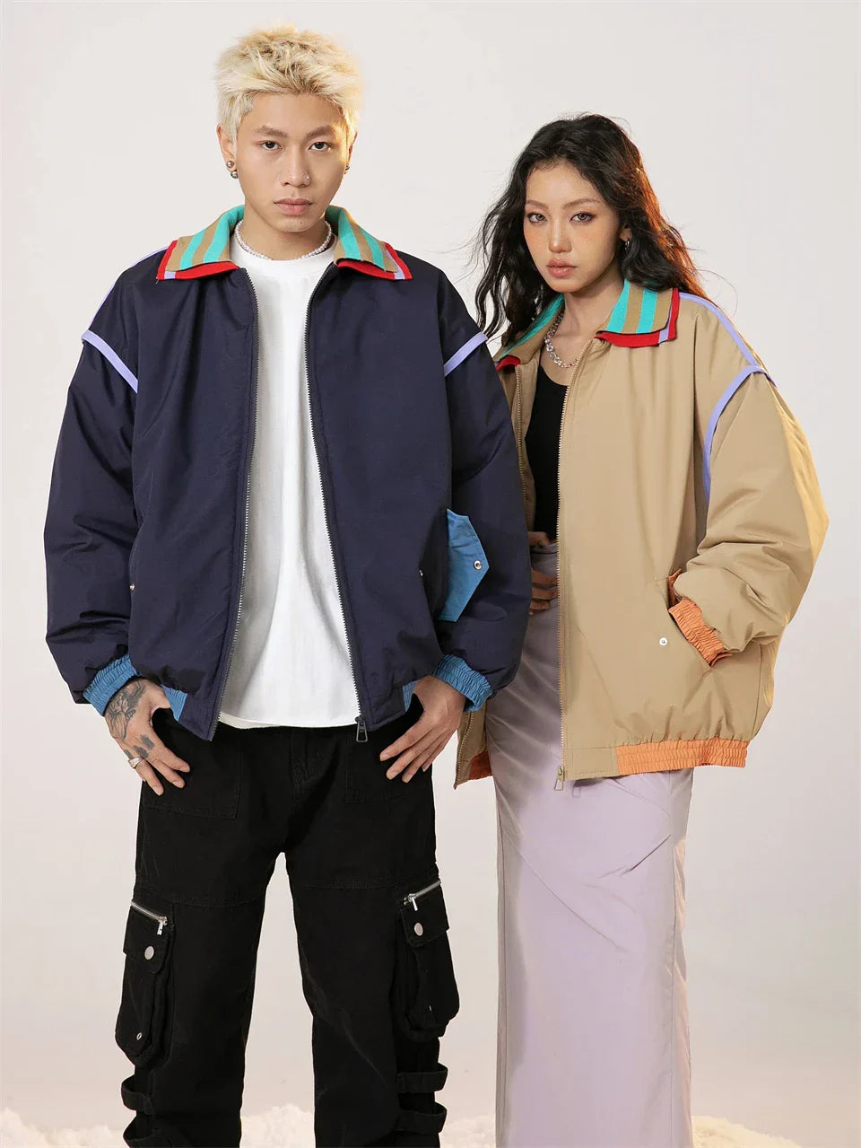 Y2k Vintage Strips Windbreaker Jacket