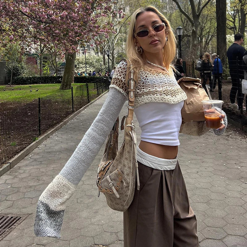 Y2K Cropped Knit Sweater