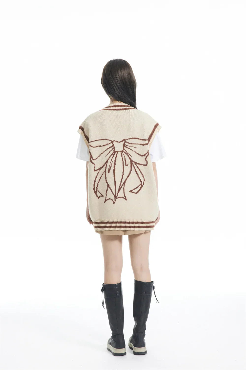 Women Trend Basic Jacquard Bow Sweater