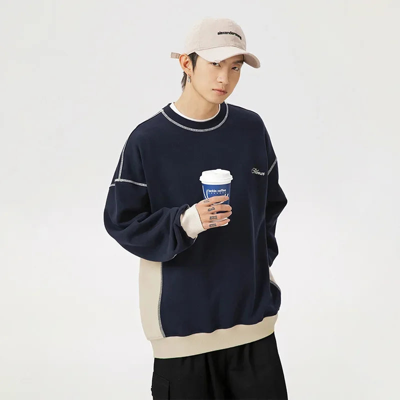 Insulated Loose Casual Letter Splice Sweatshirt
