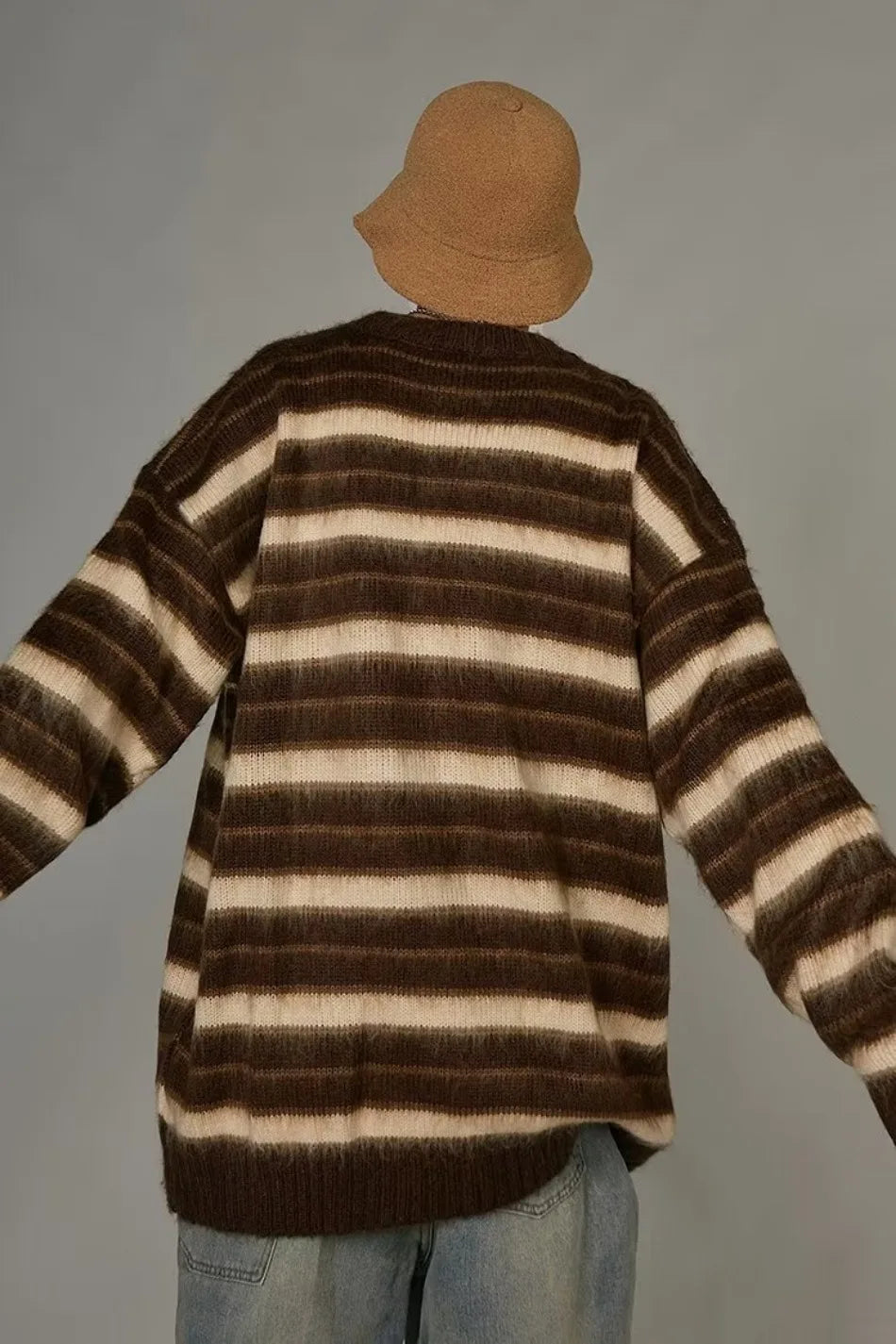 Vintage American Style Striped Knitted Sweater