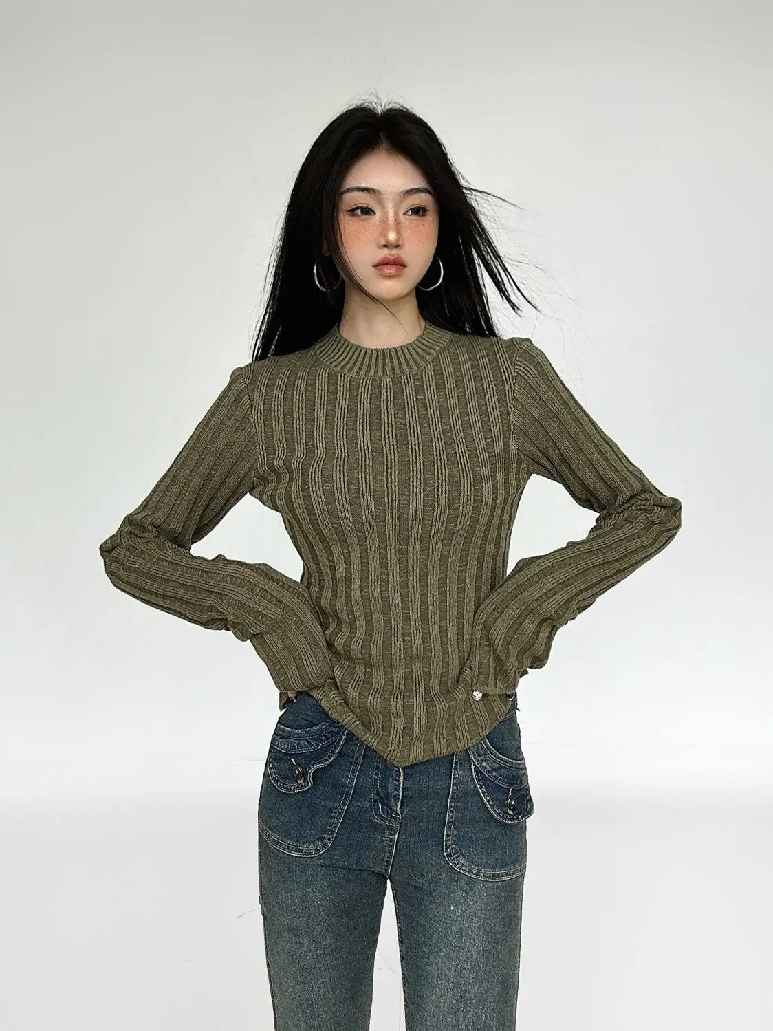 Women Casual Cozy Vintage Knit Sweater