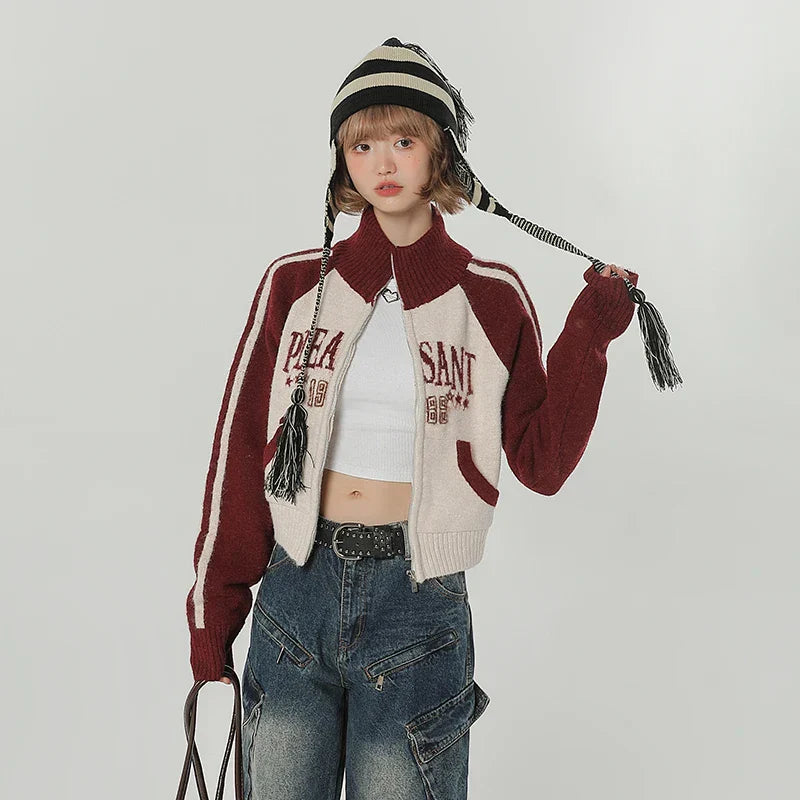 Vintage American Style High Neck Sweatshirt