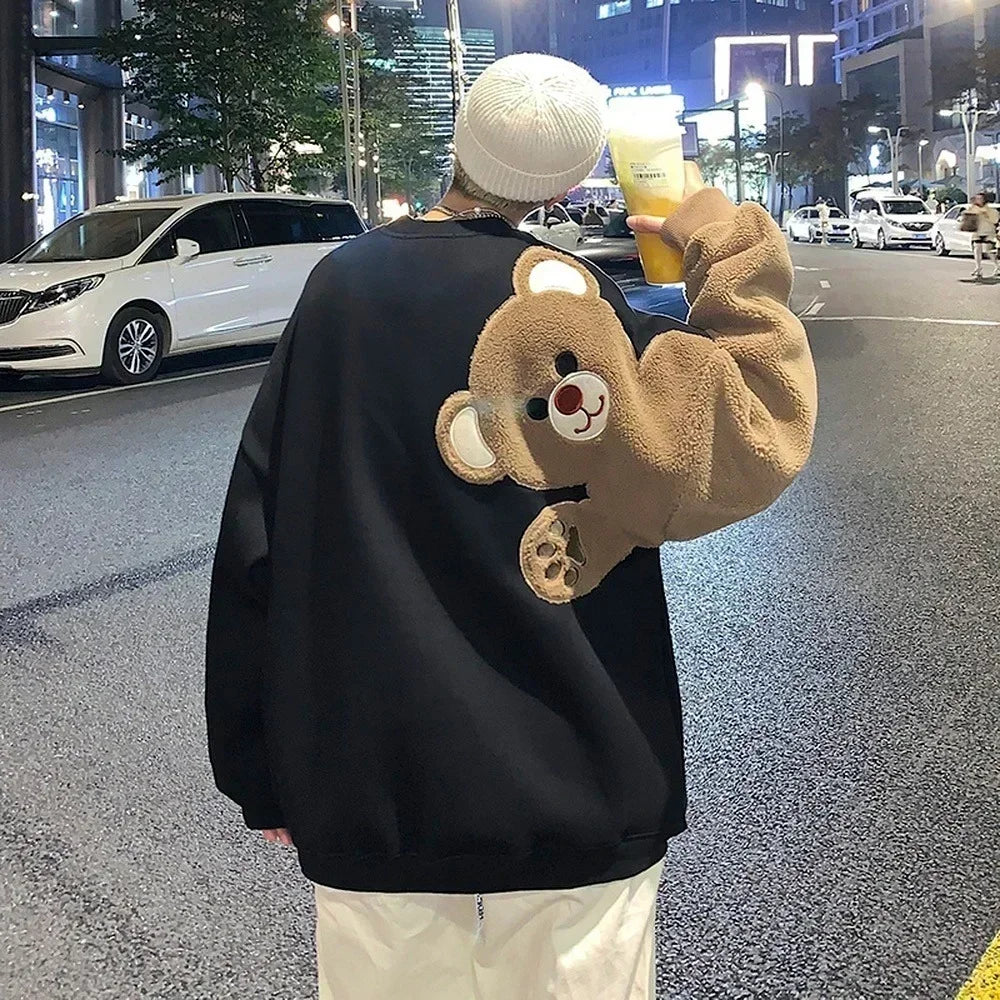 Y2K Bear Pattern Long Sleeve Sweatshirt