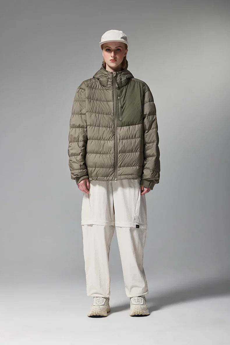 Patchwork Hooded Puffer Jacket