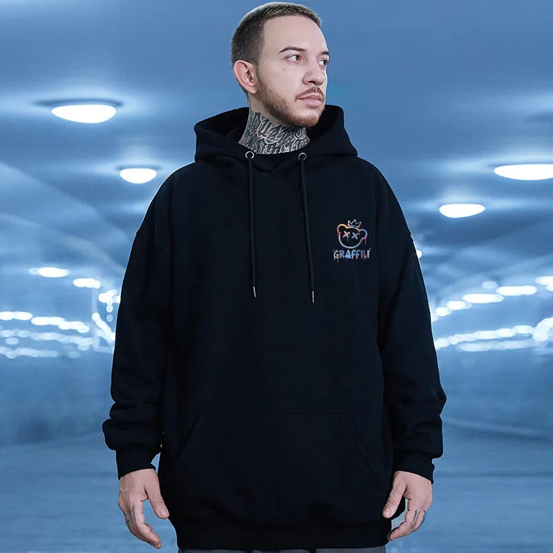 Retro Graffiti Bear Print Hoodie
