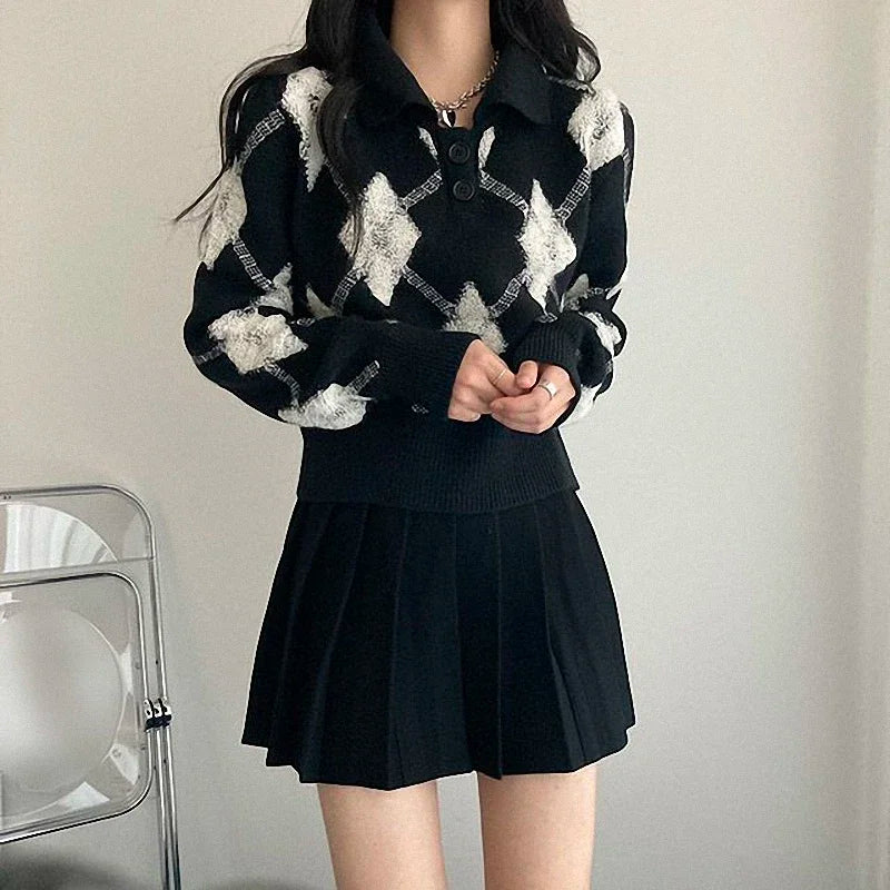 Vintage Turn Down Collar Ulzzang Sweater