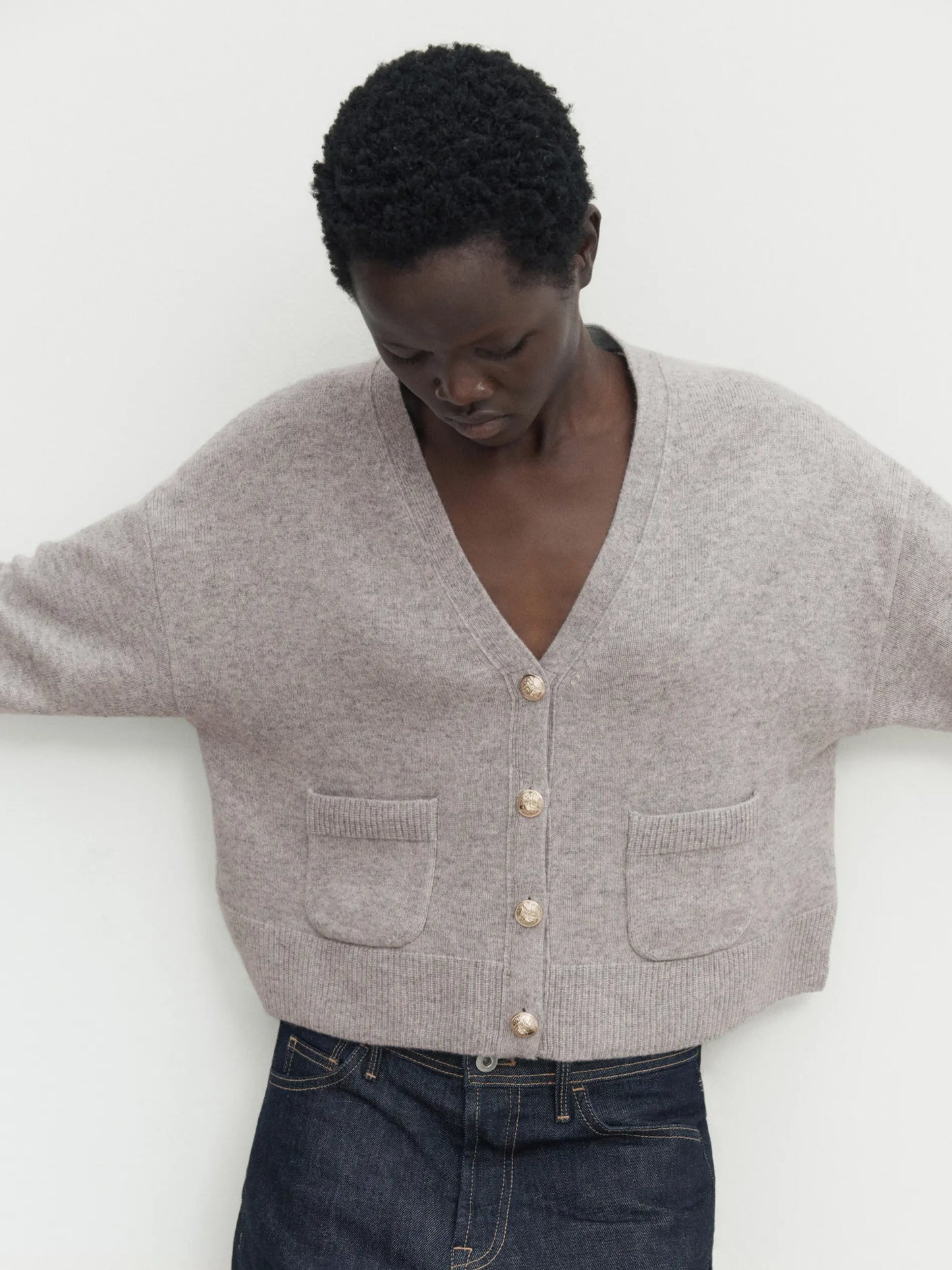 Ethereal Minimalist V-Neck Knitted Cardigan