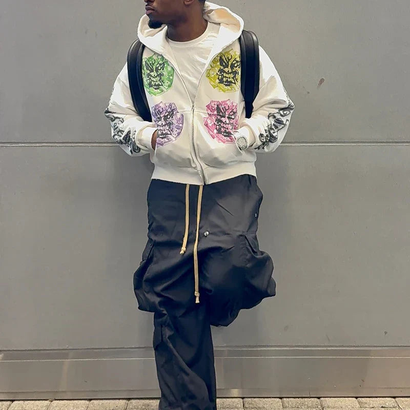 Men Casual Vintage Retro Oversized Baggy Sweatshirt