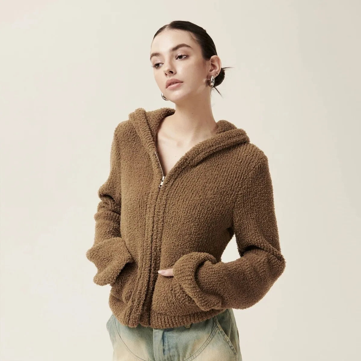 Women Relaxed Retro Velvet Sweatshirt