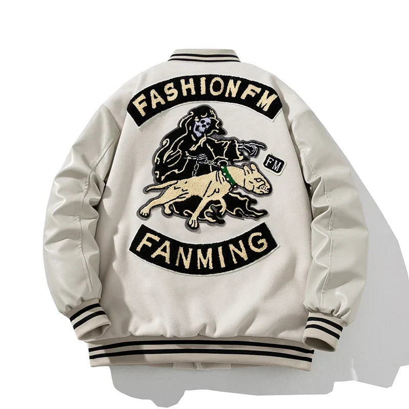 Winter Varsity Coat with Leather Sleeves Jacket