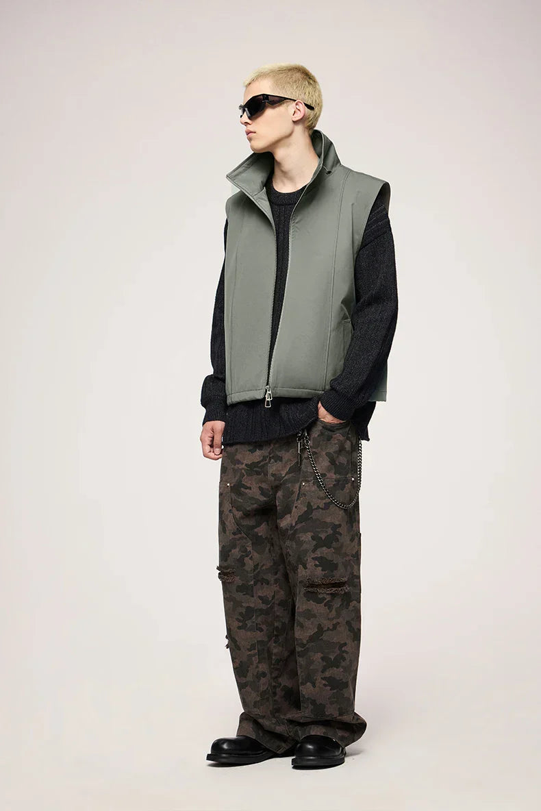 Sleeveless Zip-Up Vest