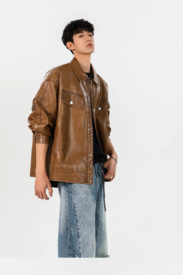 Classic Premium Vintage Loose Leather Motorcycle Jacket