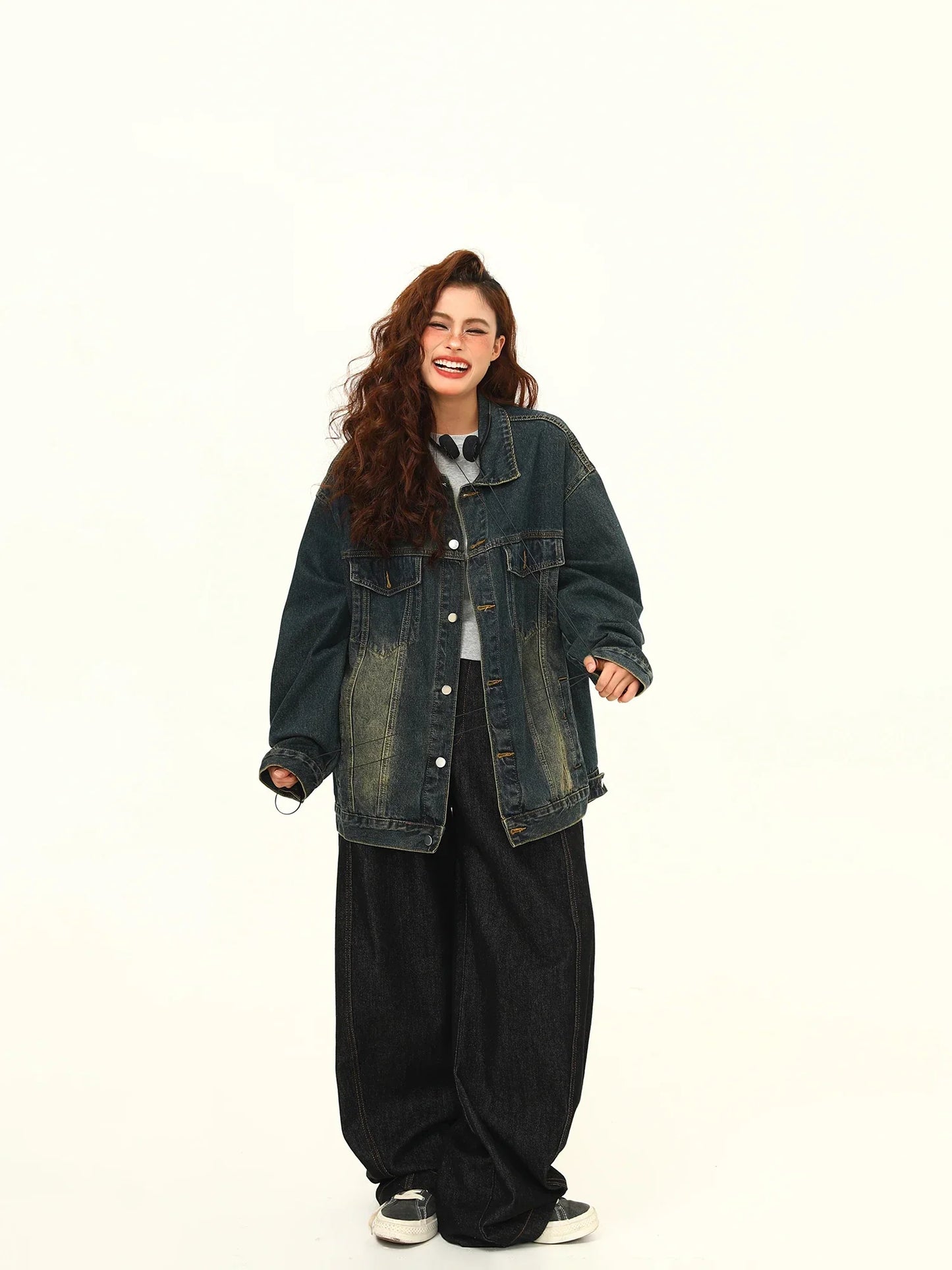 Women Black and Gray Denim Jacket