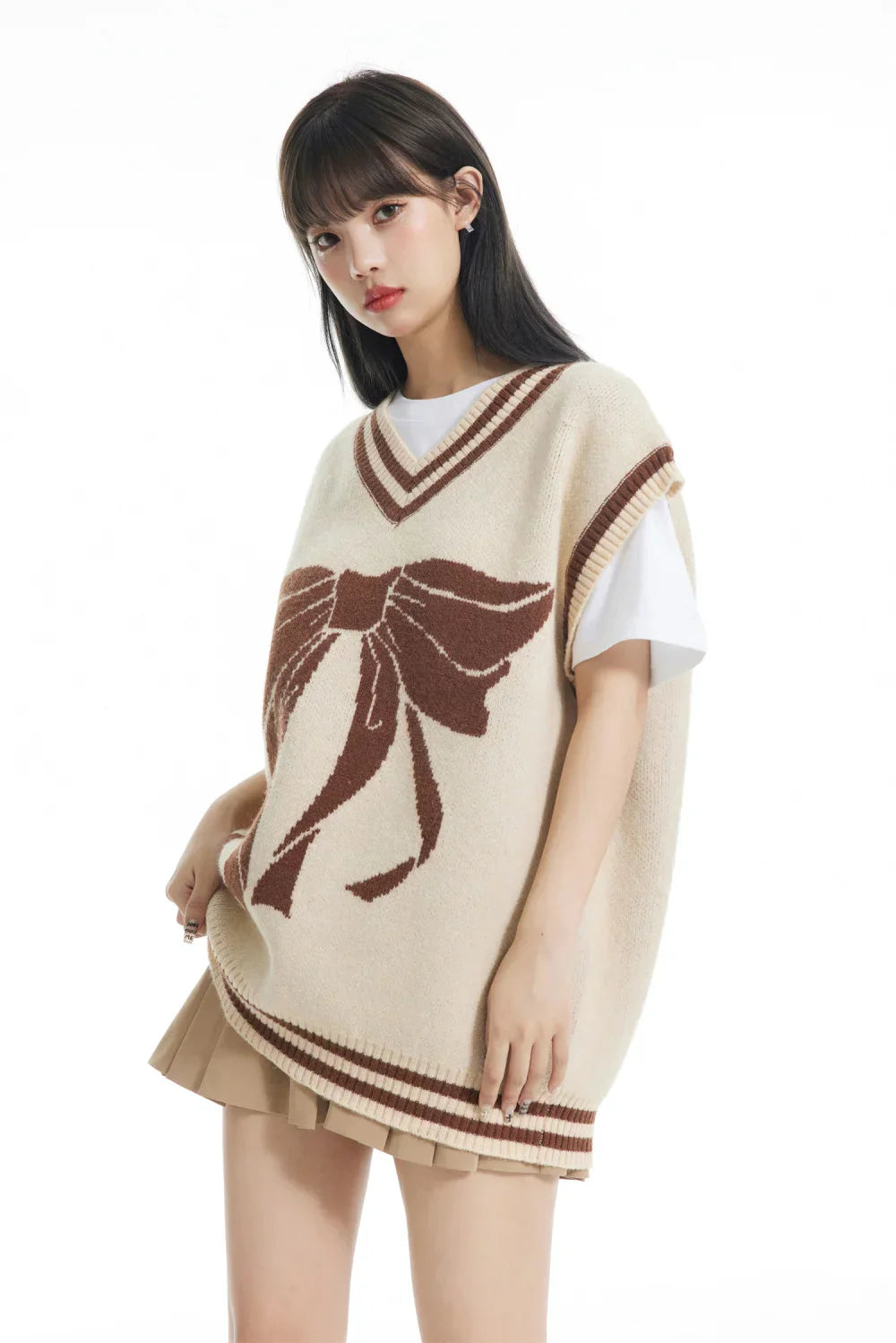 Women Trend Basic Jacquard Bow Sweater