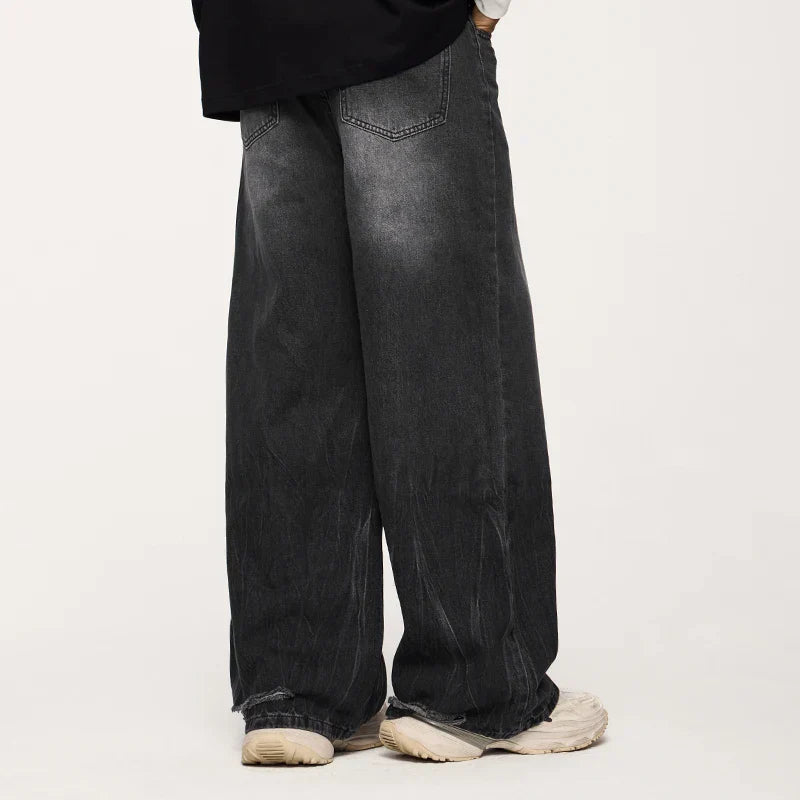 Flared Wide-Leg Black Denim Jeans