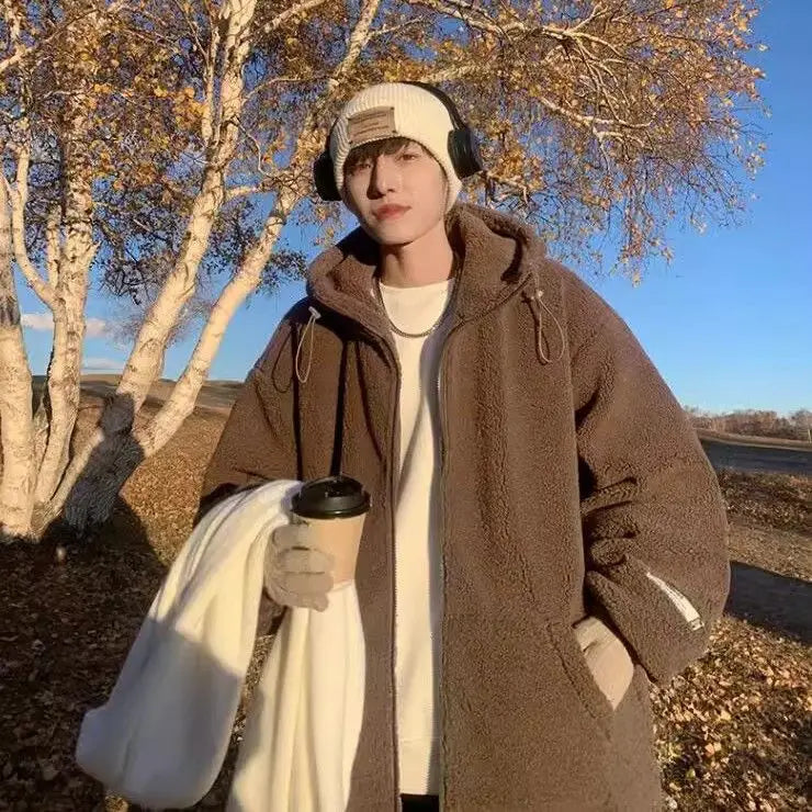 Men's Retro Warm Korean Style Lambhair Winter Jacket