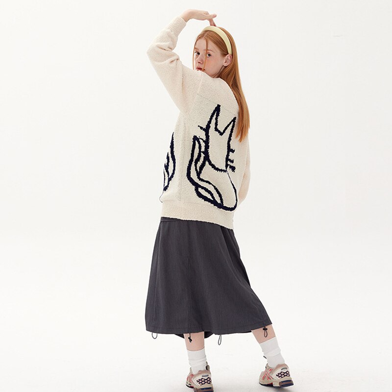Hand Drawn Cat Knitted Sweater