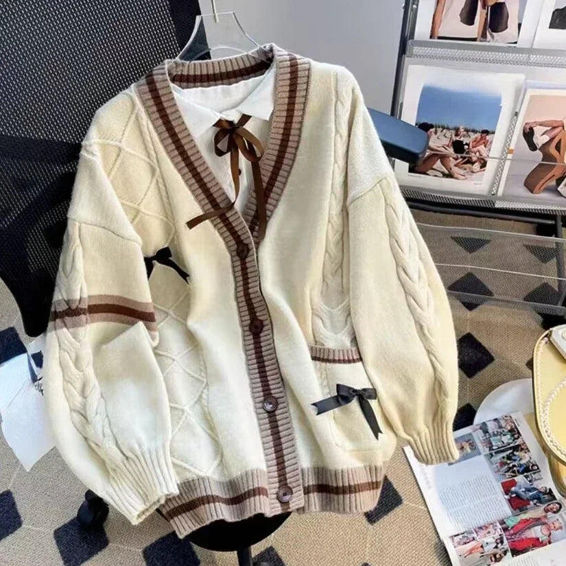 Kawaii Bow Knitted Cardigans