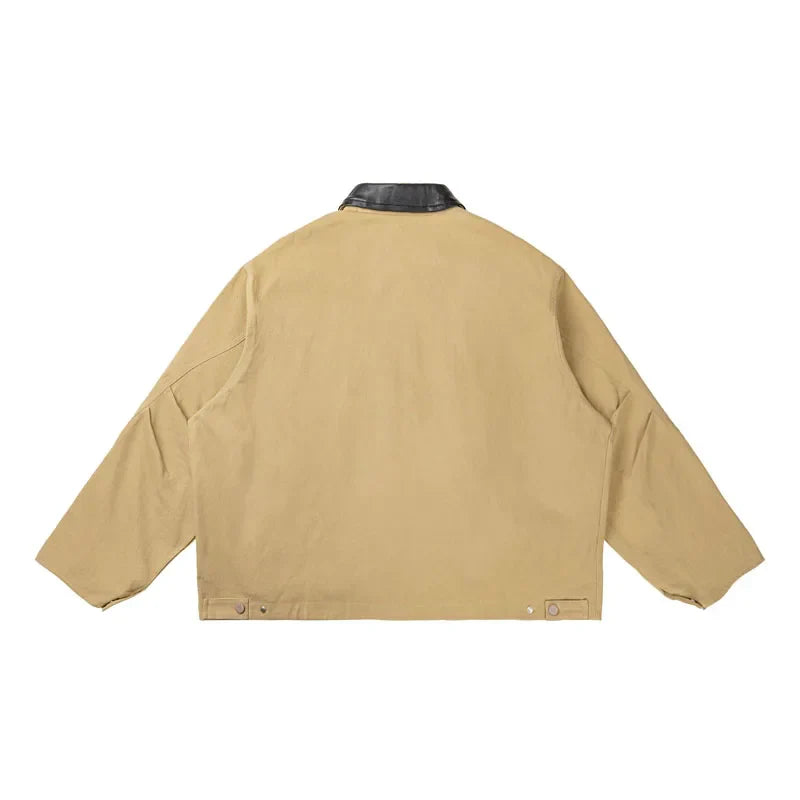 Splice Leather Collar Cargo Jacket