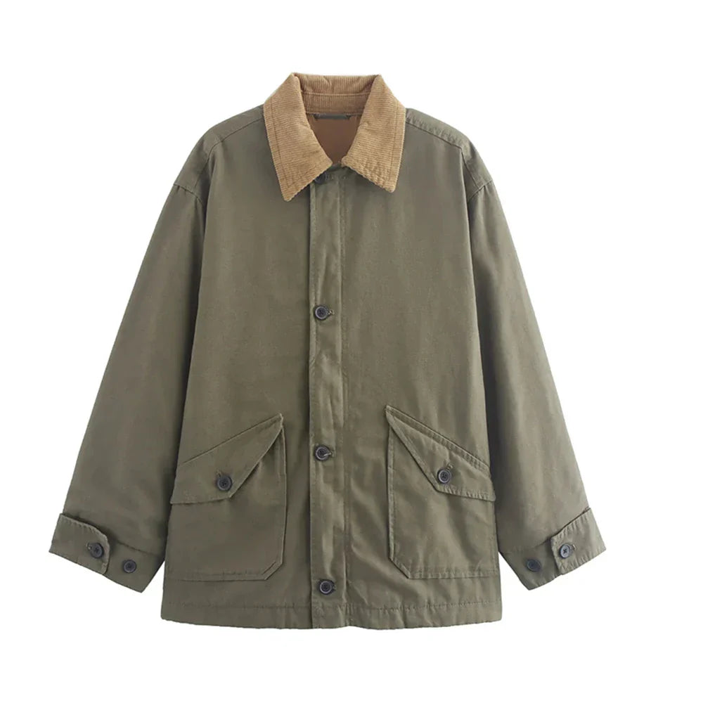 Chic Minimalist Spliced Lapel Jacket