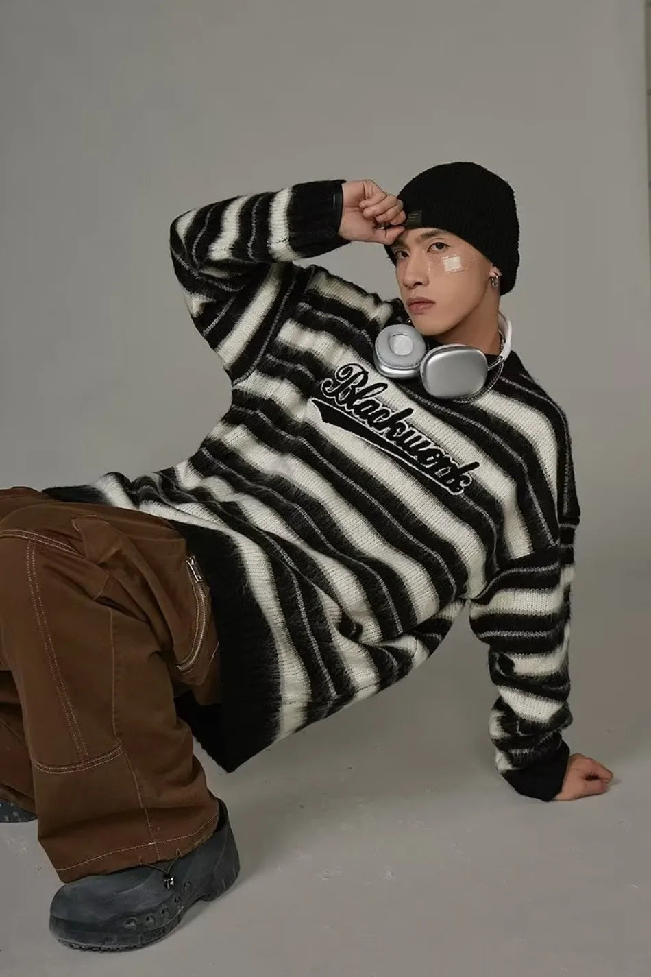 Vintage American Style Striped Knitted Sweater