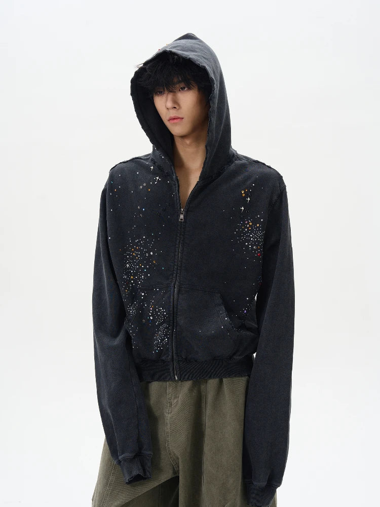 Trendy High-End Diamond Zipper Sweatshirt