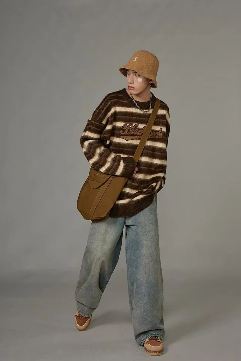 Vintage American Style Striped Knitted Sweater