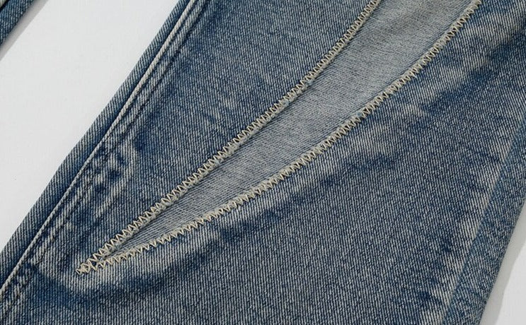 Flame Embroidery Denim Jeans