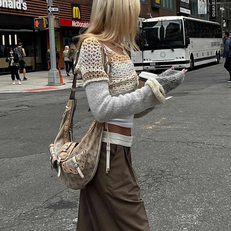 Y2K Cropped Knit Sweater