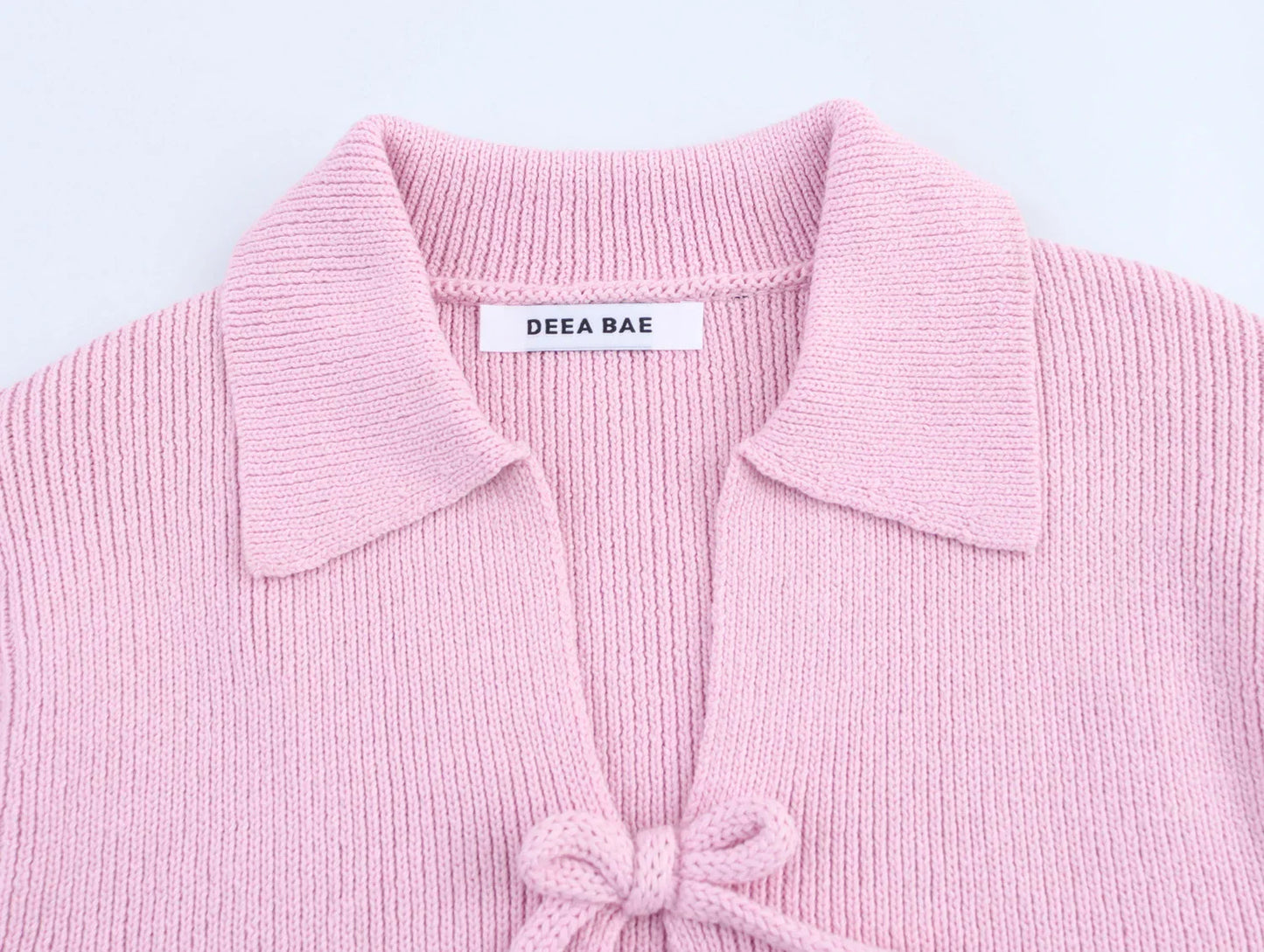 Sweet Bow Decoration Knitted Short Cardigan