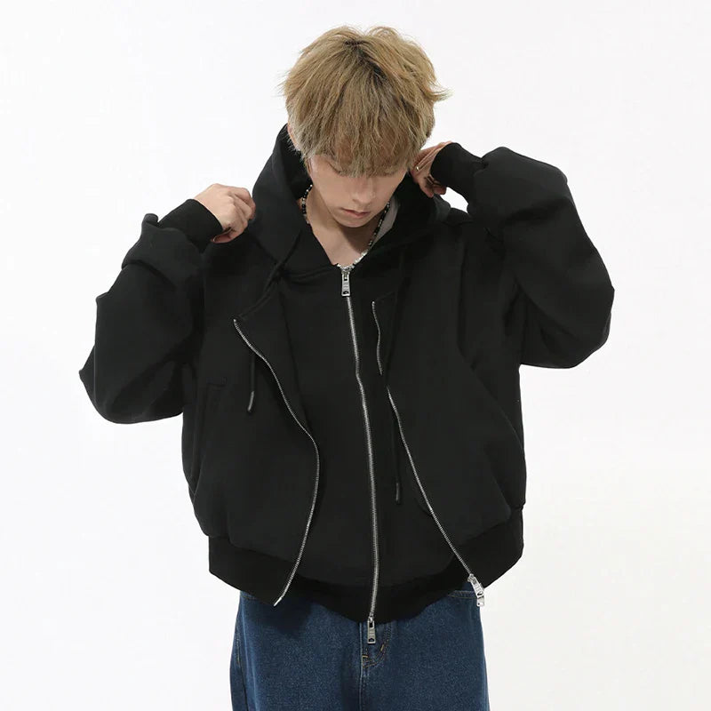 Double-layered Drawstring Hoodie