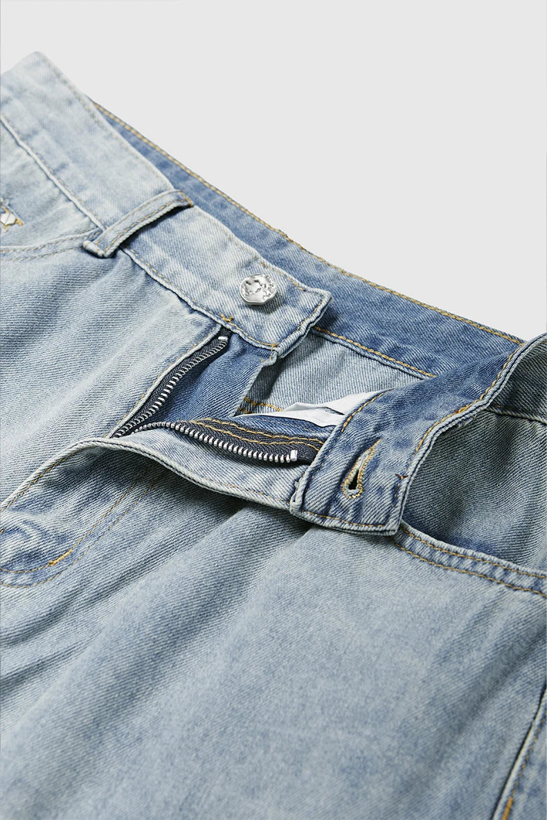 Loose Fit Blue Wide-leg Jeans