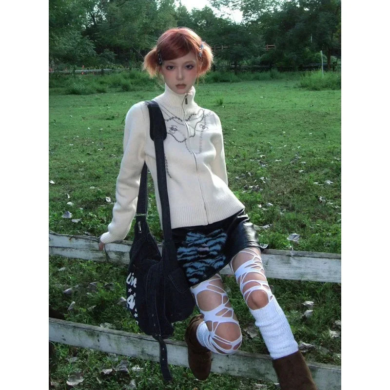 Women Cozy Knit Zip-Up Casual Sweater
