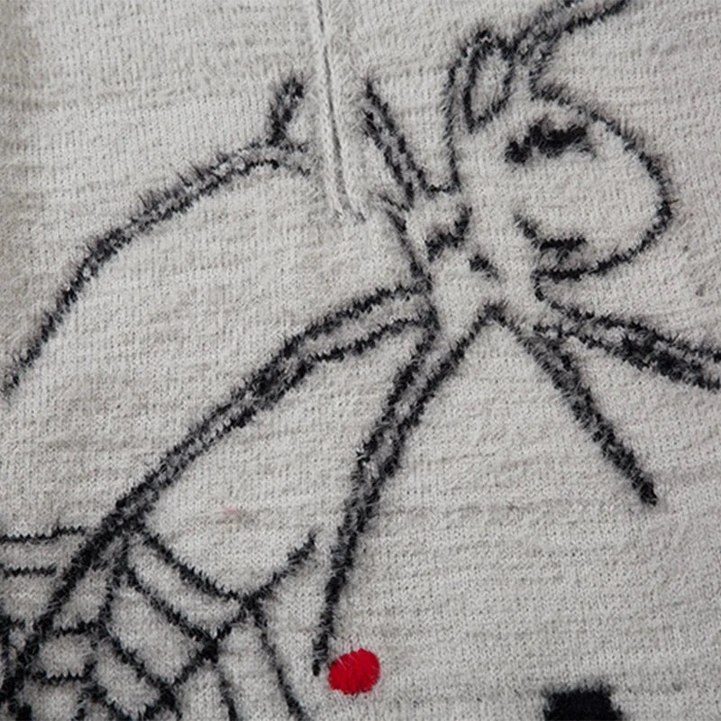 Vintage Zipper Spider Web Sweater