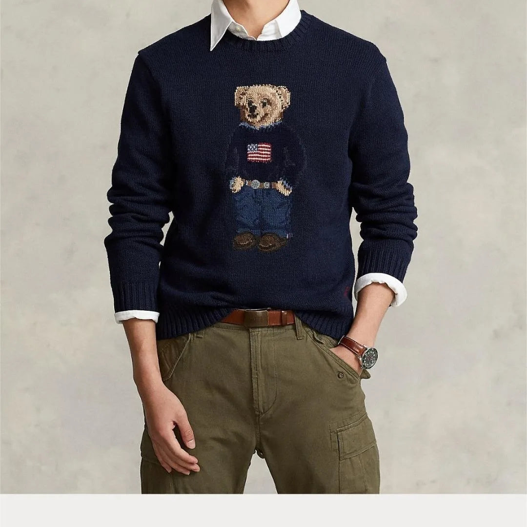 Embroidered National Flag Teddy Bear Sweater