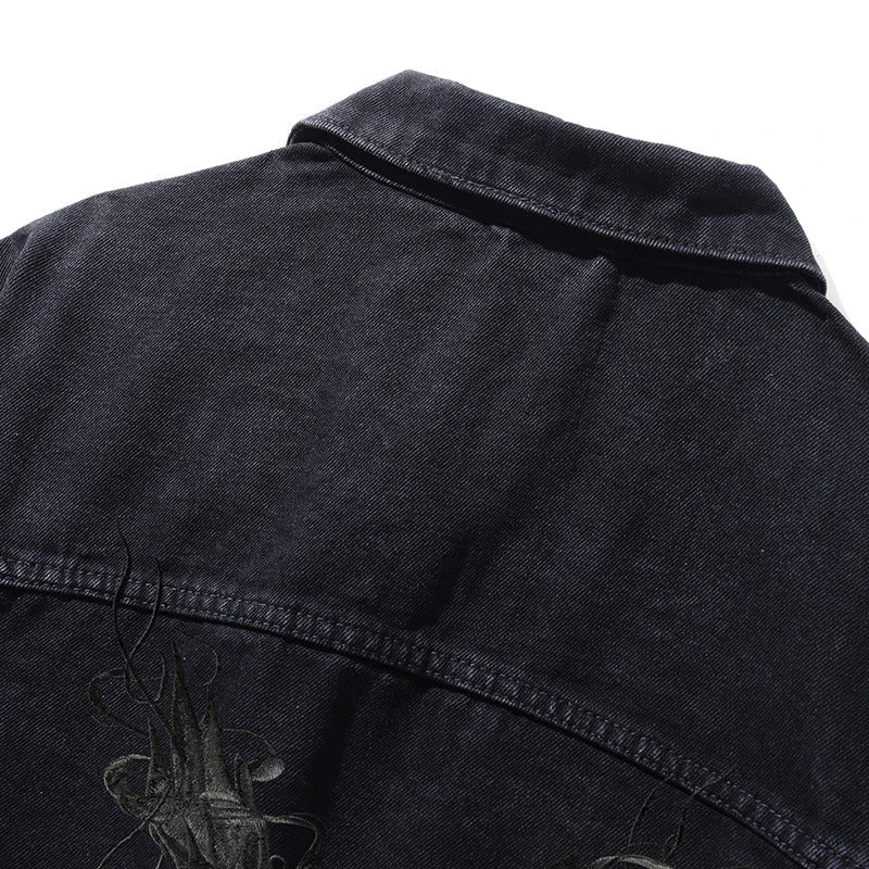 Phoenix Embroidery Denim Jacket