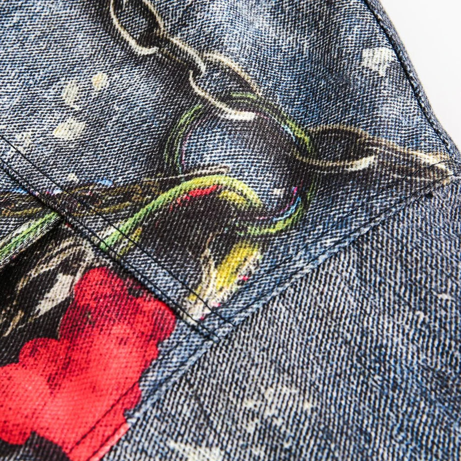 Abstract Chain Detail Denim Jacket