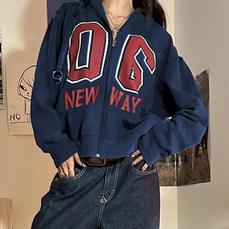 Plush Vintage Letter Print Winter Sweatshirt