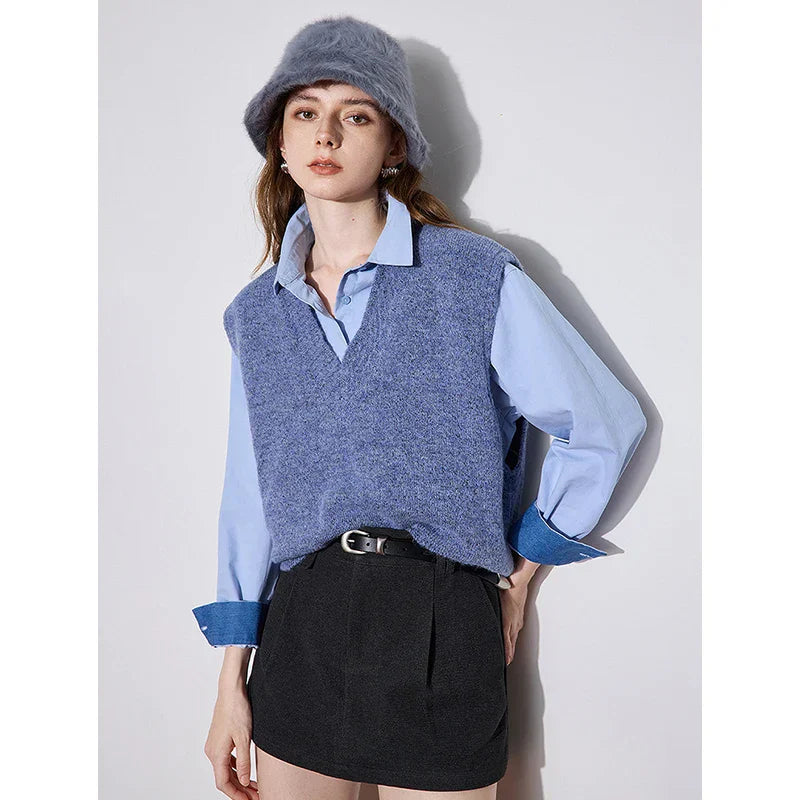 Warm Alpaca Wool V-Neck Sleeveless Sweater